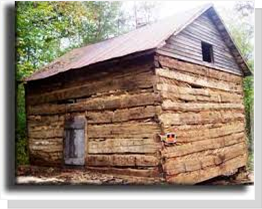 Log cabin in Appalachia made with the wide planks of an American Chestnut Tree.